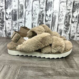 UGG Koolaburra Tan Furry Sandals sz 9 SO comfy wore 1x on cruise